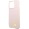 Image de Coque Magsafe Iphone 13 Pro Max En Silicone Plaque Métal Doré Élégant Rose Guess