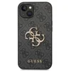 Image de Coque Pour Iphone 14 Avec Monogramme Et Logo 4g En Métal Gris Foncé Guess