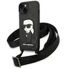 Image de KARL LAGERFELD Coque iPhone 14 Monogram Ikonik Noir avec Patch 3D et Bandoulière réglable