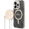 Image de Bundle Coque Pour Iphone 14 Pro Magsafe 4g Et Chargeur Sans Fil Qi Magsafe 15w Gris Guess