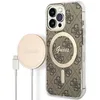 Image de Guess Bundle Pack MagSafe 4G - Ensemble coque pour iPhone 13 Pro + chargeur MagSafe (Marron/Or) - 3666339102876