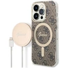 Image de Bundle Coque Pour Iphone 14 Pro Max Magsafe 4g Et Chargeur Sans Fil Qi 15w Marron Guess
