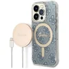 Image de Bundle Coque Pour Iphone 14 Pro Magsafe 4g Et Chargeur Sans Fil Qi Magsafe 15w Bleu Guess