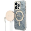 Image de Bundle Coque Pour Iphone 14 Pro Max Magsafe 4g Et Chargeur Sans Fil Qi 15w Bleu Guess