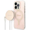 Image de Bundle Coque Pour Iphone 14 Pro Magsafe 4g Et Chargeur Sans Fil Qi Magsafe 15w Rose Guess