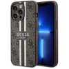 Image de Guess GUHMP13XP4RPSW Coque rigide pour iPhone 13 Pro Max 67 Marron à rayures imprimées 4G
