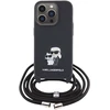 Image de Coque Pour Iphone 15 Pro Saffiano Avec Cordon Tour De Cou Rigide Noir Karl Lagerfeld