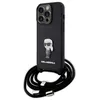 Image de Coque pour iPhone 15 Pro - KARL LAGERFELD - Saffiano Crossbody - Noir - Monogramme Metal Pin - Élégant