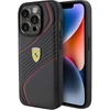Image de Coque En Cuir Pour Iphone 15 Pro Avec Logo Twist Métal Noir / Rouge Ferrari