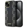 Image de Étui pour iPhone 15/14/13 - DKNY - Cuir à damier - Compatible MagSafe - Noir - Semi-rigide