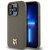Image de IPhone 15 Pro Case - DKNY Leather Monogram Pattern Metal Logo MagSafe (DKHMP15LPSHRPSW) - Brown