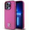 Image de Coque de téléphone - DKNY - IPhone 15 Pro - Rose - Monogramme en cuir - Logo métal MagSafe
