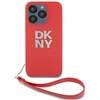 Image de Coque Pour Apple Iphone 15 Pro Avec Logo Métallisé Et Sangle De Poignet Rouge Dkny