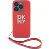 Image de Coque Pour Apple Iphone 15 Pro Max Avec Logo Métallisé Et Sangle De Poignet Rouge Dkny