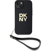 Image de Coque Pour Apple Iphone 15 Avec Logo Métallisé Et Sangle De Poignet Noir Dkny