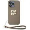 Image de Coque Pour Apple Iphone 14 Pro Max Avec Logo Métallisé Et Sangle De Poignet Beige Dkny