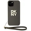 Image de Coque Pour Apple Iphone 14 Avec Logo Métallisé Et Sangle De Poignet Marron Dkny