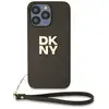 Image de Coque Pour Apple Iphone 14 Pro Max Avec Logo Métallisé Et Sangle De Poignet Marron Dkny