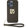 Image de Coque Pour Apple Iphone 15 Pro Max Avec Logo Métallisé Et Sangle De Poignet Marron Dkny