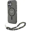 Image de Coque Guess IML Glitter MagSafe avec dragonne de perles pour iPhone 16 - Black