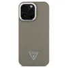 Image de Coque pour iPhone 16 Pro Max Antichocs à Effet Grainé avec Logo Triangulaire Guess Marron