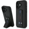 Image de Coque pour iPhone 16 - BMW Cuir M Grip Stand Lisse et Carbone (BMHCP16SGSPCCK) - Noir