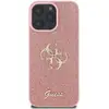 Image de Coque Pour Iphone 16 Pro Avec Paillettes Et Logo En Métal Rose Guess