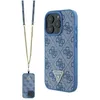 Image de Coque Guess Leather Metal Logo Strass Crossbody avec cordon pour iPhone 16 - Blue