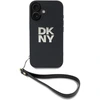 Image de Coque Pour Apple Iphone 16 Avec Logo Métallisé Et Sangle De Poignet Noir Dkny