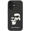 Image de Coque pour iPhone 16 - KARL LAGERFELD - Karl et Choupette - Saffiano Grainé - Protection Fiable - Élégante