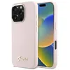 Image de Coque pour iPhone 16 Pro Max - Guess Silicone Script Logo et cadre en métal (GUHCP16XSMSMBSLP) - Rose clair