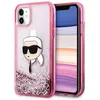 Image de Coque iPhone 11 Karl Lagerfeld pailletée Karl Head rose