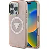 Image de Coque Guess IML Metal Glitter 4G Circle Triangle MagSafe pour iPhone 16 Pro (rose)