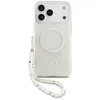 Image de Coque Guess IML Flowers Allover Electroplated MagSafe avec dragonne de perles pour iPhone 17 Pro Max - White