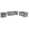 Image de Canapés 3 places 2 places et un fauteuil CHESTERFIELD - Velours gris clair