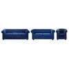 Image de Canapés 3 places 2 places et un fauteuil CHESTERFIELD - Velours bleu roi