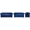 Image de Canapés 3 places 2 places et un fauteuil CHESTERFIELD - Velours bleu roi