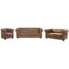 Image de Canapés 3 places 2 places et un fauteuil CHESTERFIELD en microfibre aspect cuir vieilli