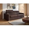 Image de Canapé 3 places convertible express en tissu marron - couchage 140 cm - Matelas 22 cm avec mémoire de forme VIZIR