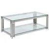 Image de Table basse en verre trempé et acier inoxydable - Chromé - NOMELANO