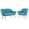 Image de Canapé 2 places et fauteuil en tissu bleu CASERTA