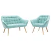 Image de Canapé 2 places et fauteuil en tissu vert deau CASERTA