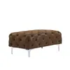Image de Pouf chesterfield en microfibre aspect cuir vieilli EDWINA