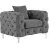 Image de Fauteuil chesterfield en velours anthracite EDWINA