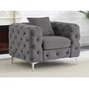 Image de Fauteuil chesterfield en velours anthracite EDWINA