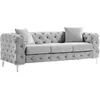 Image de Canapé 3 places chesterfield en velours gris clair EDWINA