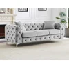 Image de Canapé 3 places chesterfield en velours gris clair EDWINA
