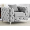 Image de Fauteuil chesterfield en velours gris clair EDWINA