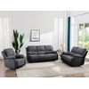 Image de Canapé 3 places relax en microfibre et simili gris et noir BRODY
