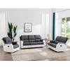 Image de Canapé 3 places relax en microfibre et simili gris et blanc BRODY